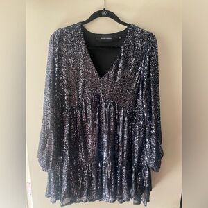 Code x Mode Sequin Long Sleeve Babydoll Dress